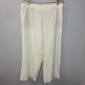 J. Jill Linen Blend Split Hem Wide Leg Pants Pull-on Off White Women's L
